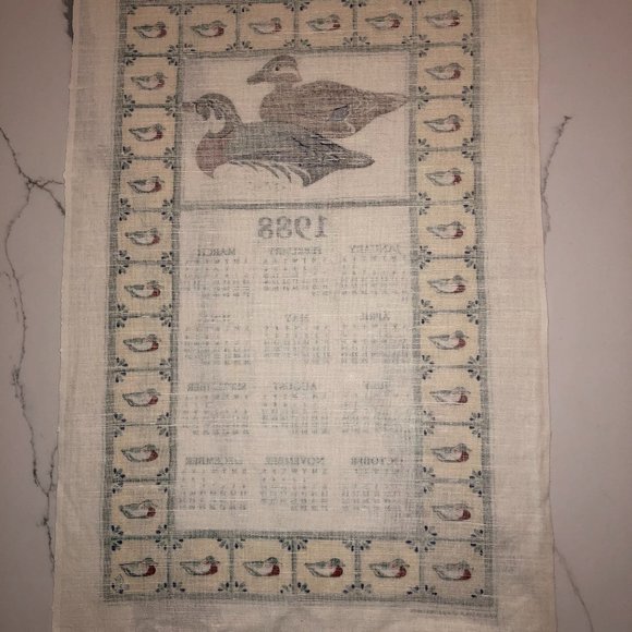 Vintage 1988 Calendar Mallard Linen Tea Towel - Picture 2 of 4
